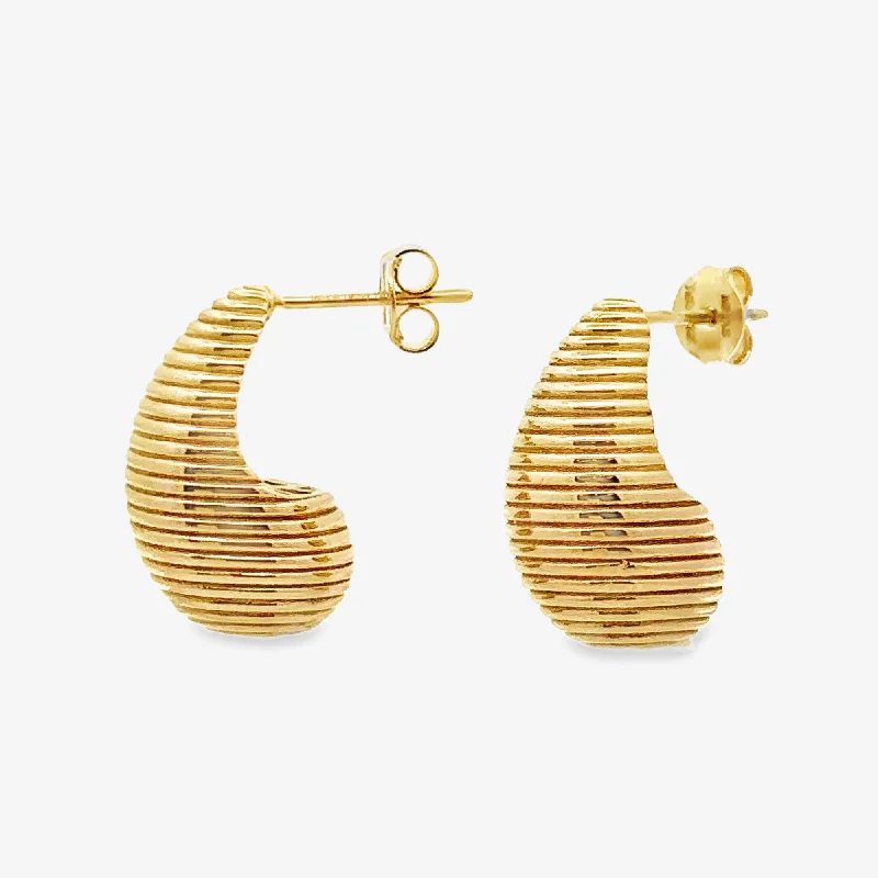 Gold Earrings-Small Fluted Paint Drop Earrings