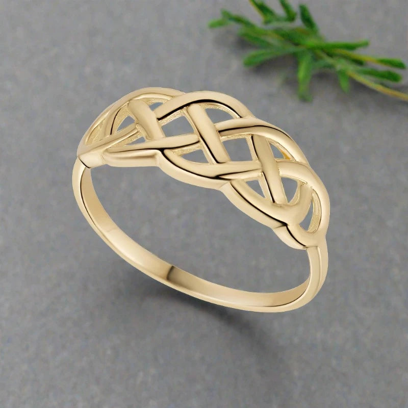 Custom wedding bands for women-9K Gold Celtic Woven Ring