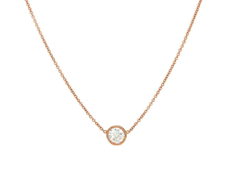 Infinity Symbol Necklaces -0.56ctw Diamond Solitaire Pendant Necklace 14K Rose Gold W/ Cert