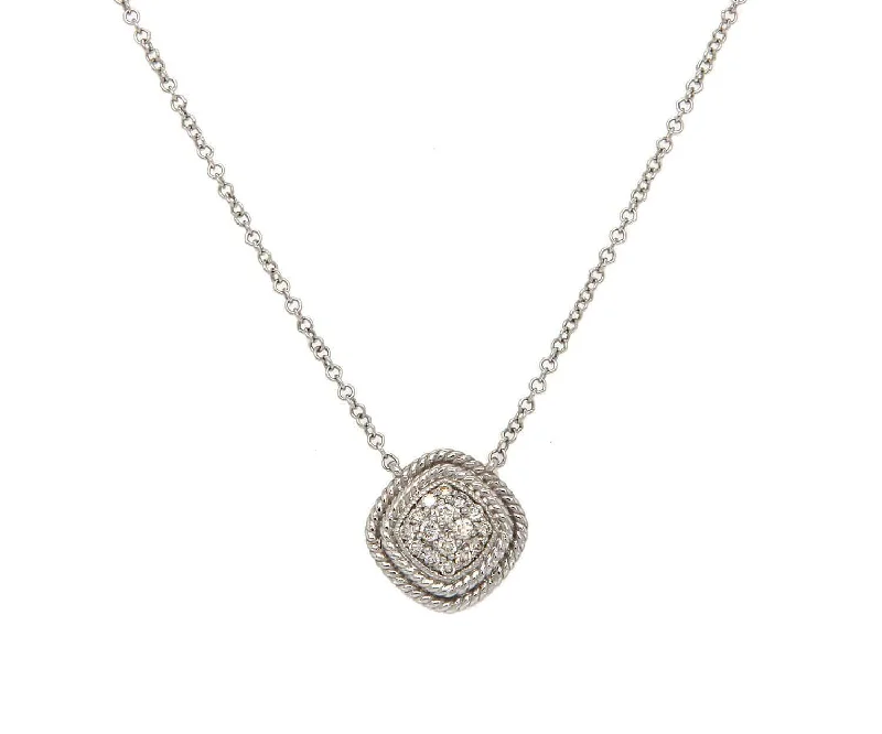 Cool Necklaces -New Gabriel & Co. 0.12ctw Pave Diamond Double Braided Cushion Pendant Necklace in 14K