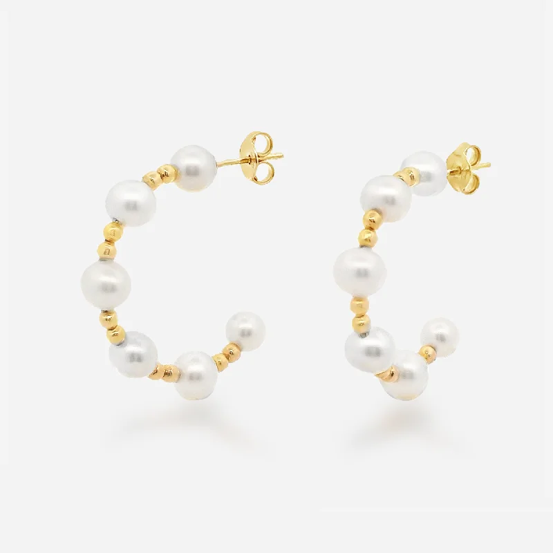 Sparkling Earrings-0.75" Bead It Pearl Hoop Earrings