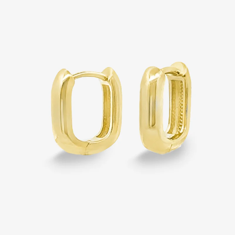 Simple Gold Earrings For Brides-Flat Bold U-Hoop Huggie Earrings