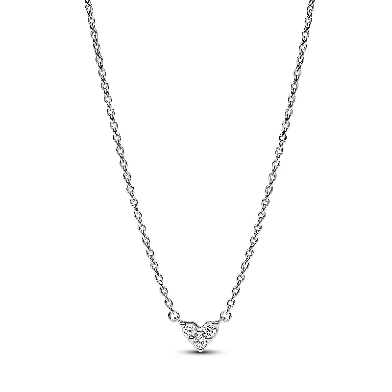 Lucky Coin Necklaces -Pandora Triple Stone Heart Collier Necklace 393014C01