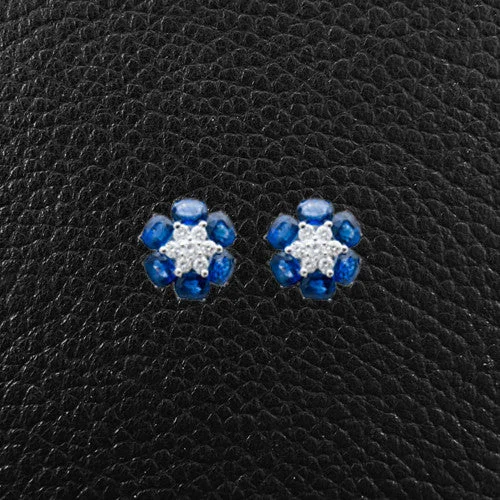 Ear Cuffs-Sapphire & Diamond Cluster Earrings