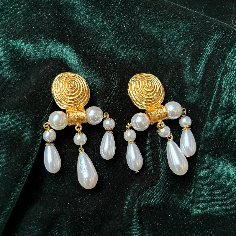 Classic Dangle Earrings For Gift-Edouard Rambaud Pearl Chandelier Earrings