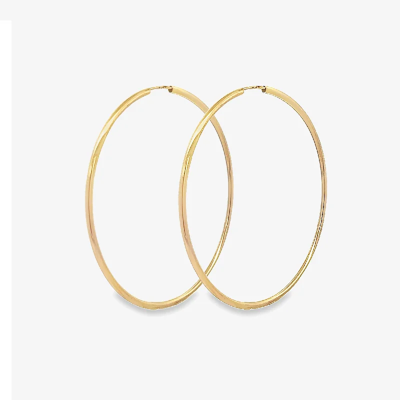 Statement Earrings-Classic 1.5mm Round Gold Endless Hoop Earrings