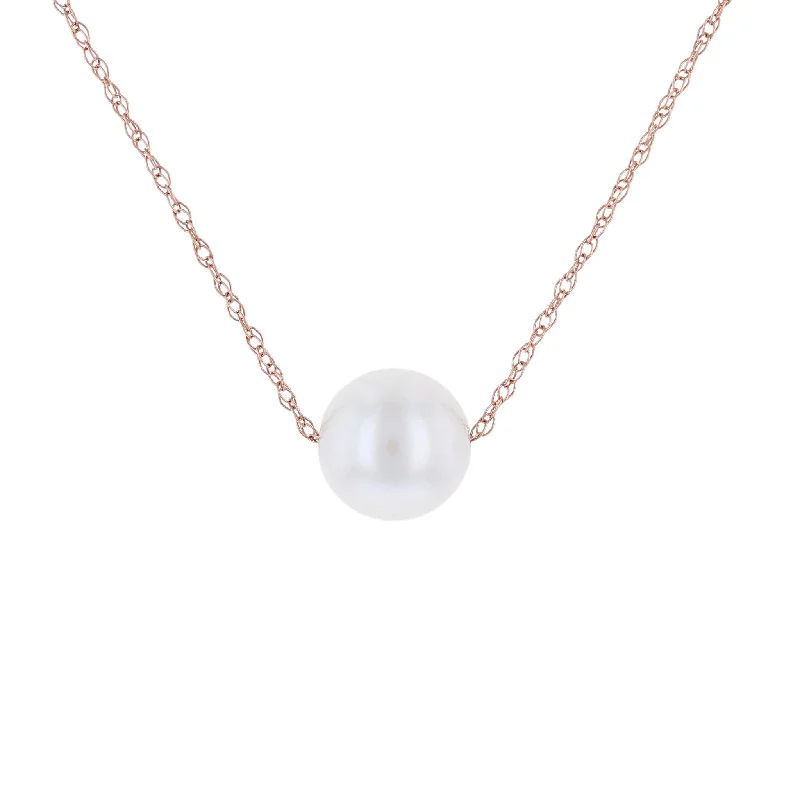 Unique Heart Necklaces -Rose Gold Solitaire Pearl Necklace