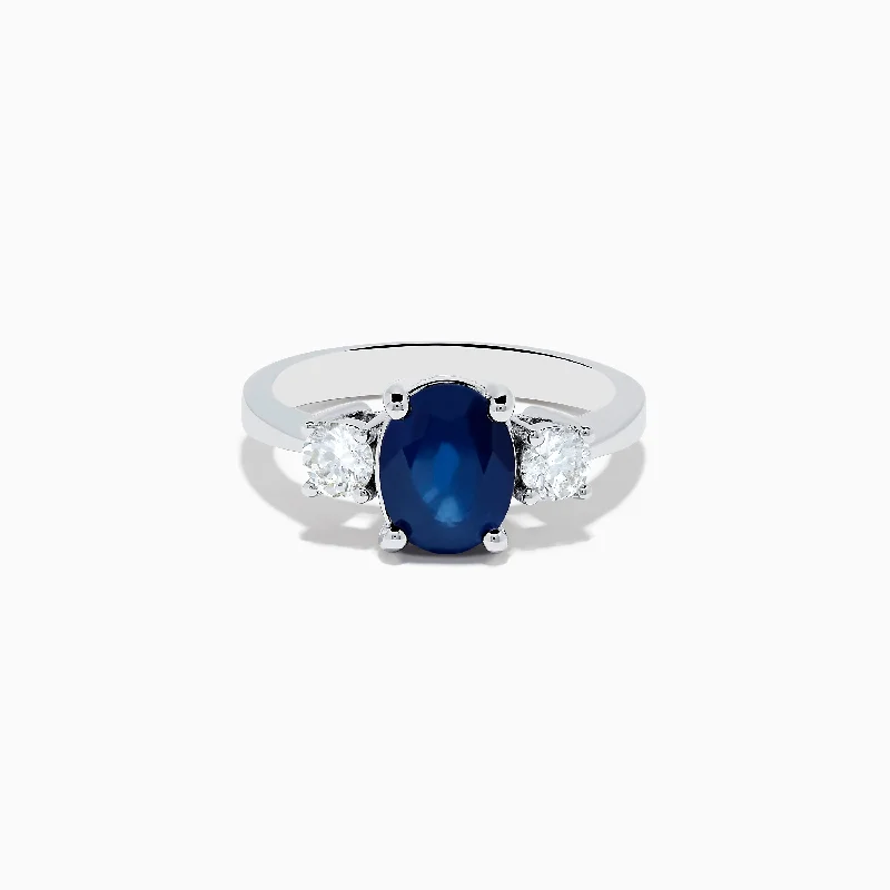 Custom engagement rings for women with topaz-14K White Gold Oval Blue Sapphire and Diamond Ring, 2.29 TCW