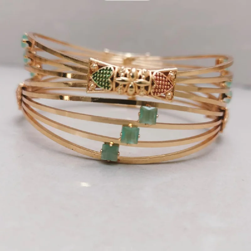 Stackable Bangles With Pearls-Shreenath Sales Gold Plated Crystal Stone Bangle