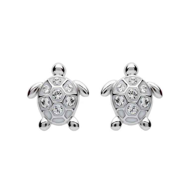 Ethnic Gold Earrings-Stud Turtle Earrings With Swarovski® Crystals