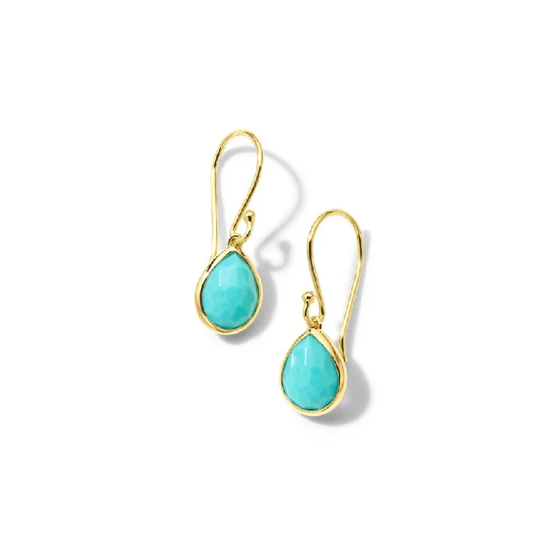 Diamond Dangle Earrings-Ippolita 18k Yellow Gold Turquoise Teeny Teardrop Earrings