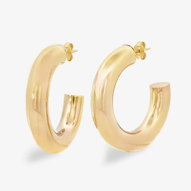 Drop Dangle Earrings-7mm Round 1.25" Gold Hoop Earrings