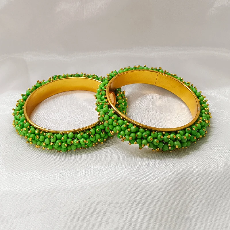 Trendy Bangles With Rhinestones-Darshana Jewels Gold Plated Beads Bangles Set