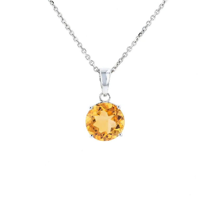 Two-Piece Pendant Necklaces -White Gold Round Citrine Pendant