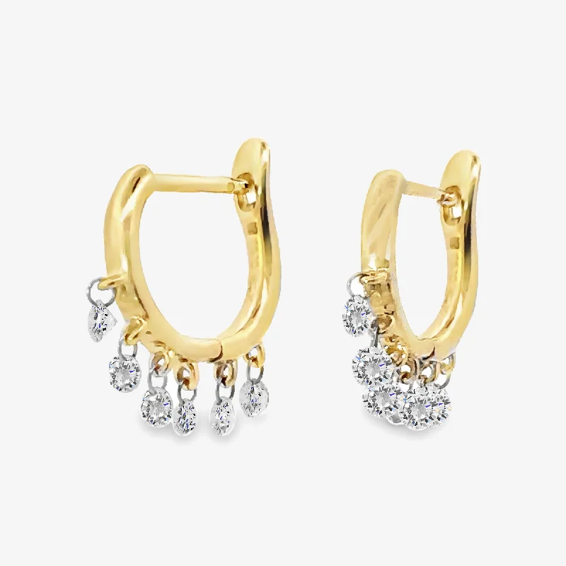 Custom Earrings-Floating 0.35CT Diamond Huggie Earrings