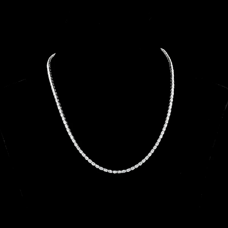 Minimalist Necklaces -14K White Gold Lab Grown Oval Diamond Tennis Necklace 9.89ctw NK-265