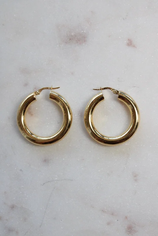 Acrylic Earrings-18k Chunky Gold Hoops