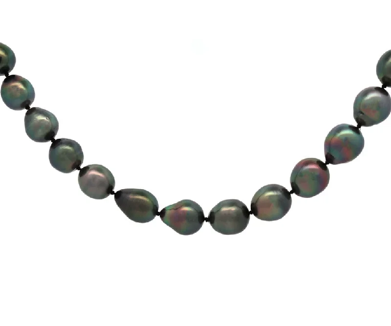 Gemstone Necklaces -8.5 – 11.0MM Tahitian Baroque Pearl Graduated Strand Necklace in 14K