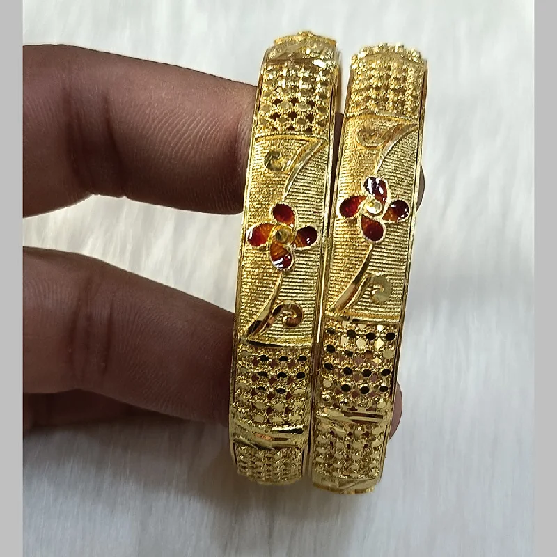 Gold Bangles With Perfect Shine-Shreenath Sales Gold Plated Meenakari Bangles Set