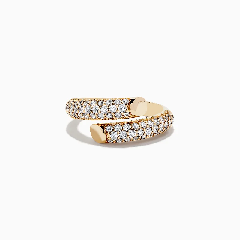 Rings with engraved names-D'Oro 14K Yellow Gold Pave Diamond Bypass Ring