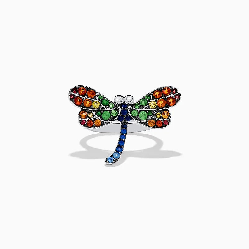 Fashion rings for special occasions-Nature 925 Safari Sterling Silver Dragonfly Ring