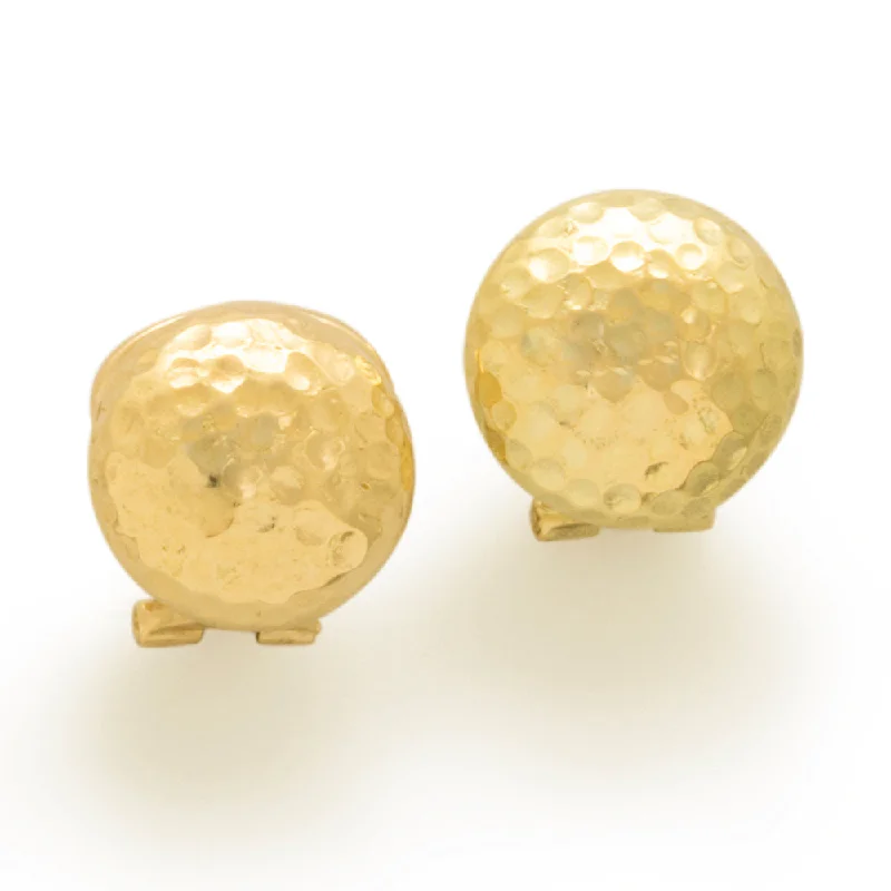 Retro Earrings-Hammered Gold Dome Earring