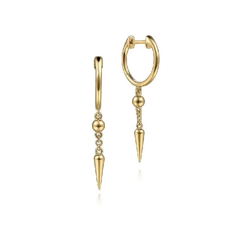 Modern Earrings-Gabriel & Co. 14K Yellow Gold Bujukan Huggie Drop Spike Earrings