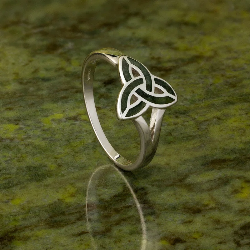 Unique rings with gemstones-Connemara Marble Trinity Knot Ring