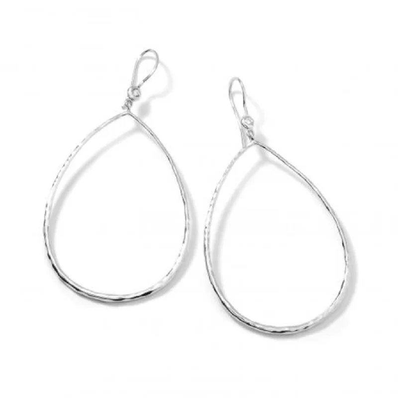 Oval Earrings-Ippolita Classico Hammered Teardrop Earrings in Sterling Silver with Diamonds