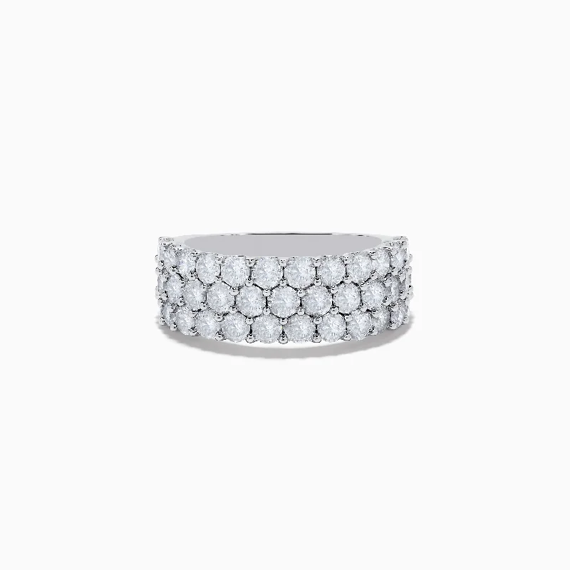 Rings for women-Pave Classica 14K White Gold Three Row Diamond Band 2.90 TCW