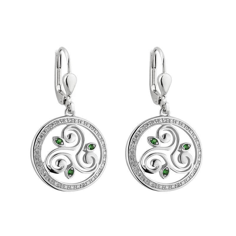 Ear Huggies-Sterling Silver Crystal Spiral Drop Earrings