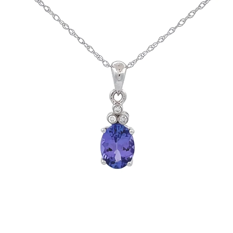 Custom Shape Necklaces -Diamond Cluster & Tanzanite Oval Pendant