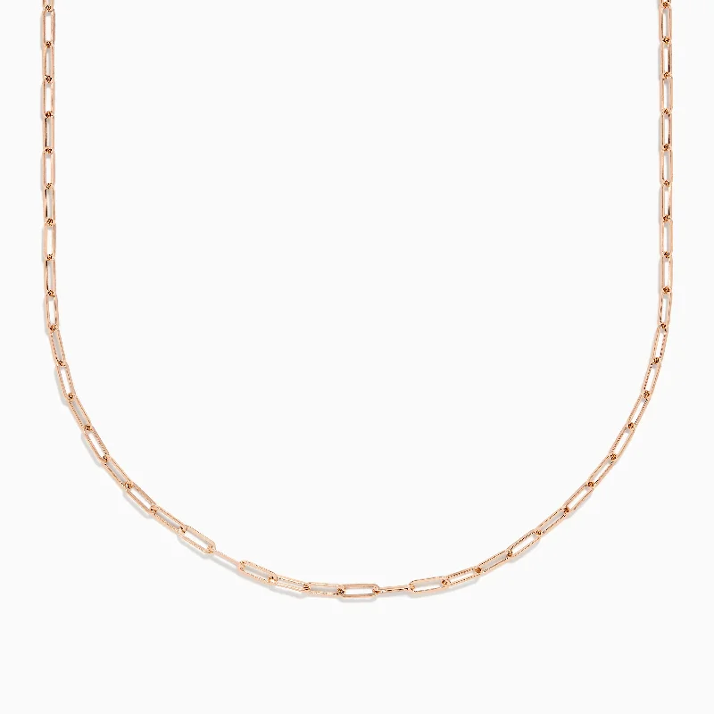 Floral Pendant Necklaces -14K Rose Gold 20" 2.5mm Paperclip Necklace