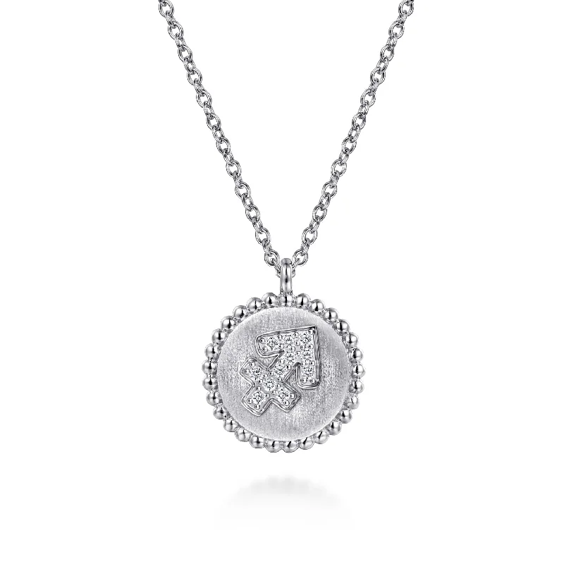 Family Crest Necklaces -925 Sterling Silver Diamond Bujukan Sagittarius (Nov 22 - Dec 21)Zodiac Pendant Necklace