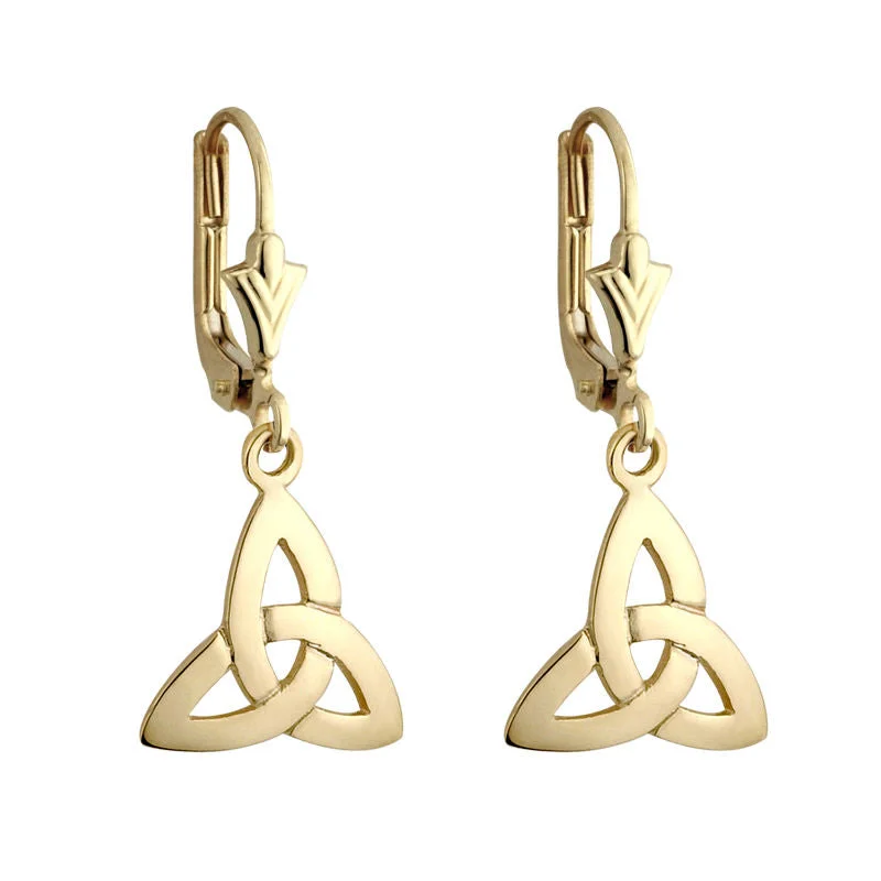 Oval Earrings-14K Gold Trinity Knot Drop Earrings