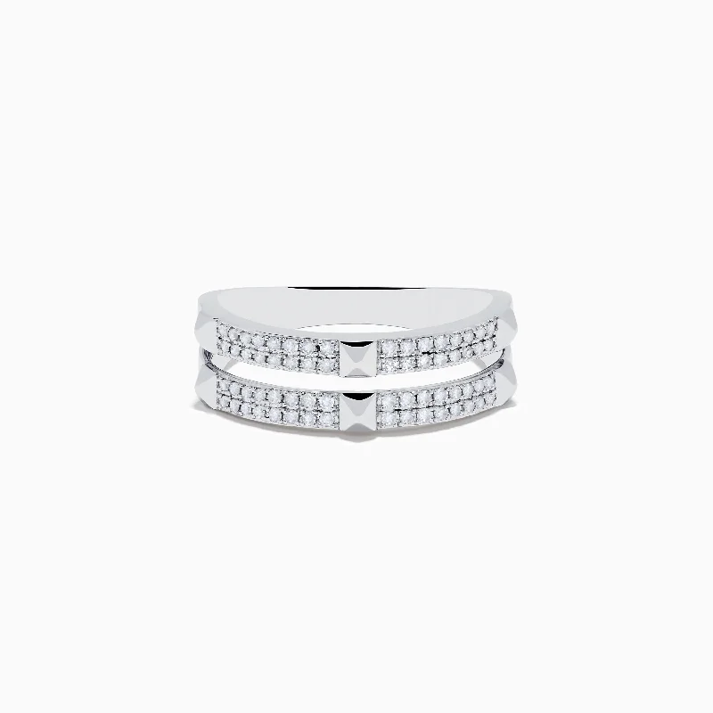 Personalized birthstone wedding rings for women-Pave Classica 14K White Gold Diamond Studded Ring