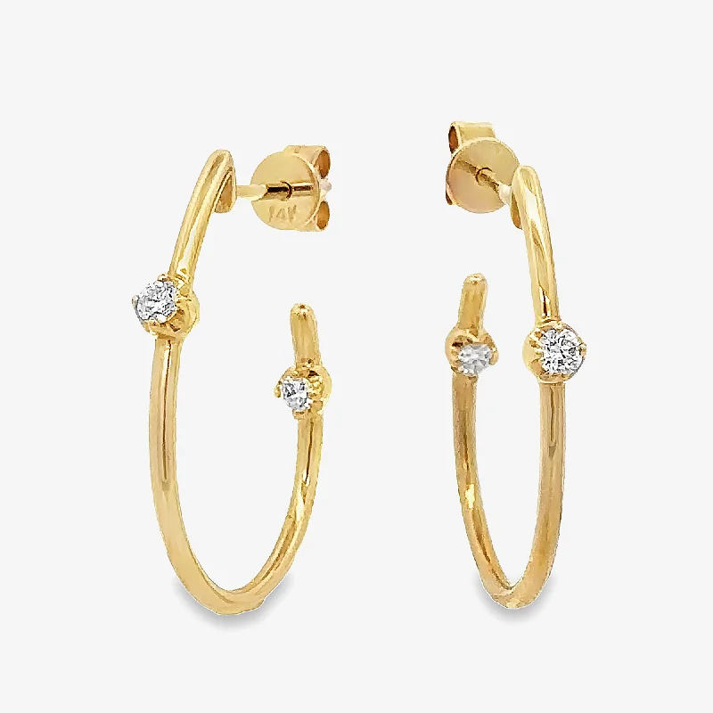 Simple Stud Earrings-J-Hoop Diamond Kissed Earrings