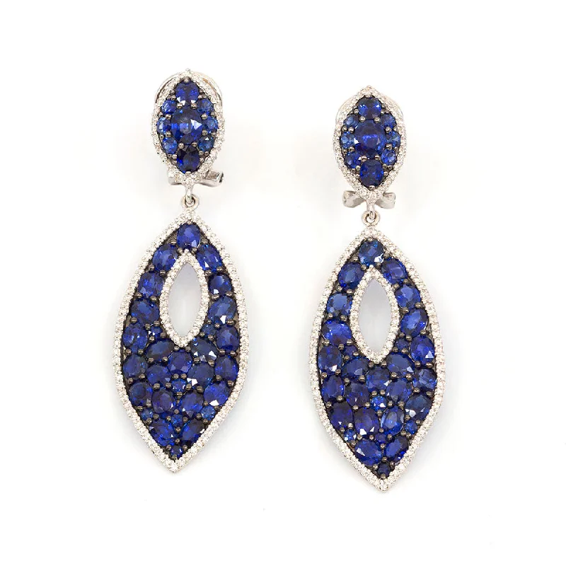 Personalized Earrings For Women-Small Marquise Drop Sapphire Earring