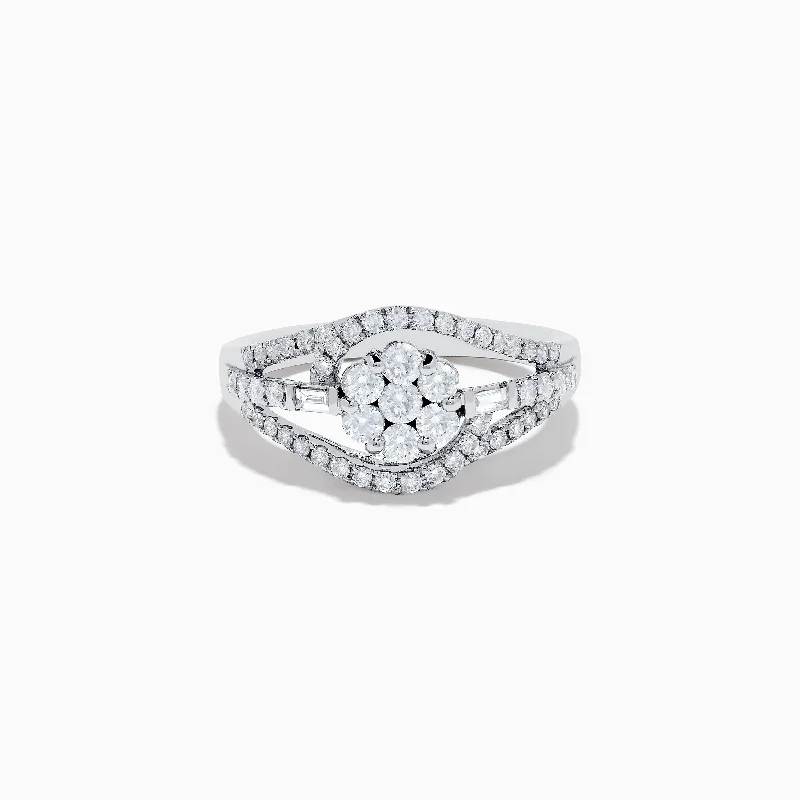 Custom platinum rings-Bouquet 14K White Gold Diamond Ring