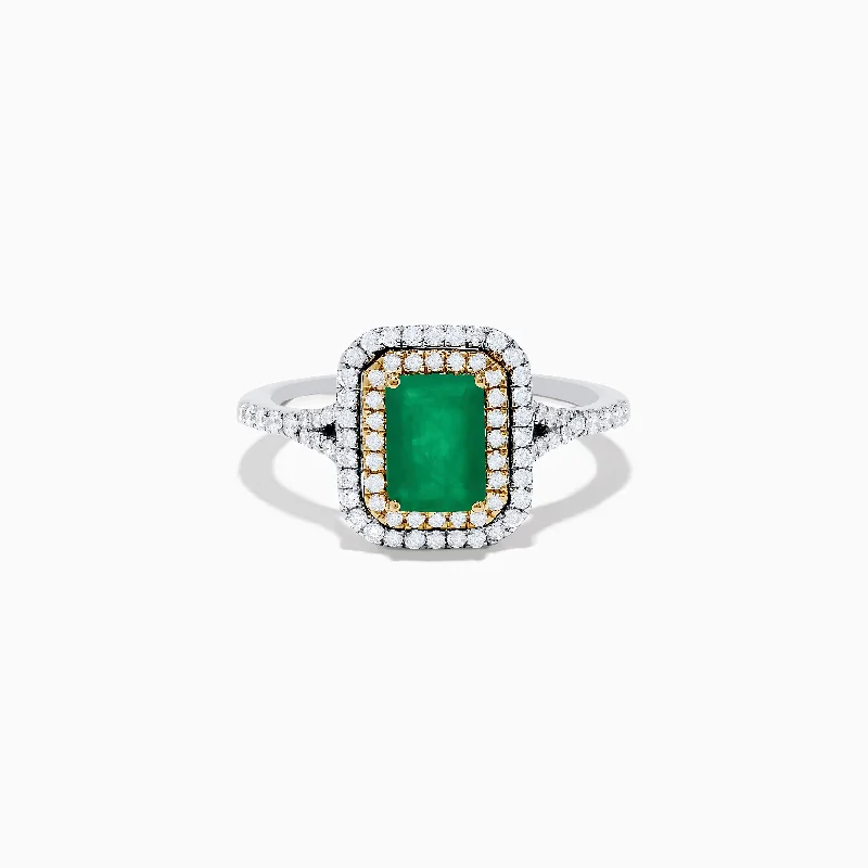 Infinity rings-Brasilica 14K White & Yellow Gold Emerald and Diamond Ring