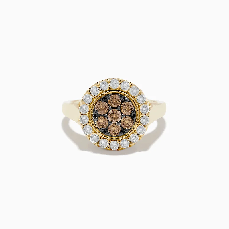 Unique birthstone rings-14K Yellow Gold Espresso and White Diamond Ring