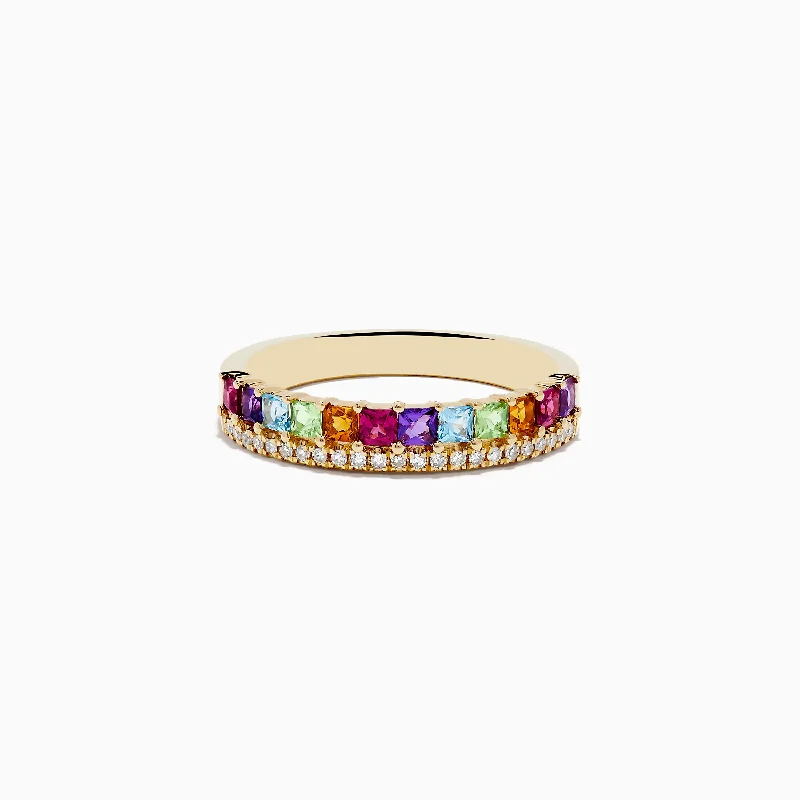 Antique rings-Mosaic 14K Yellow Gold Multi Stone and Diamond Ring