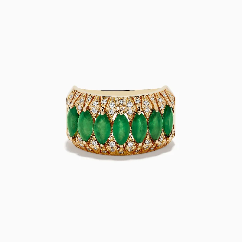 Engagement rings for men-Brasillica 14K Yellow Gold Emerald and Diamond Ring