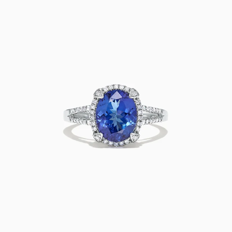 Infinity rings-14K White Gold Tanzanite and Diamond Ring, 3.09 TCW