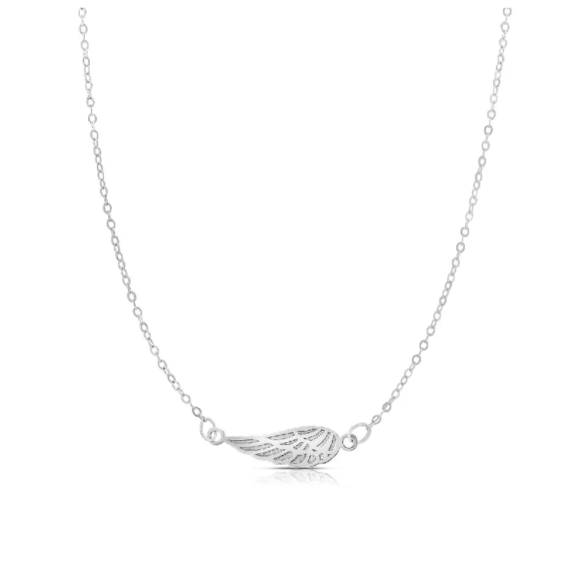 Gold Nameplate Necklaces -14kt White Gold 18" 4.5x16.7mm & 1mm Chain Polished including 2" Extender Wing Necklace with Spring Ring Clasp WRC10907-18