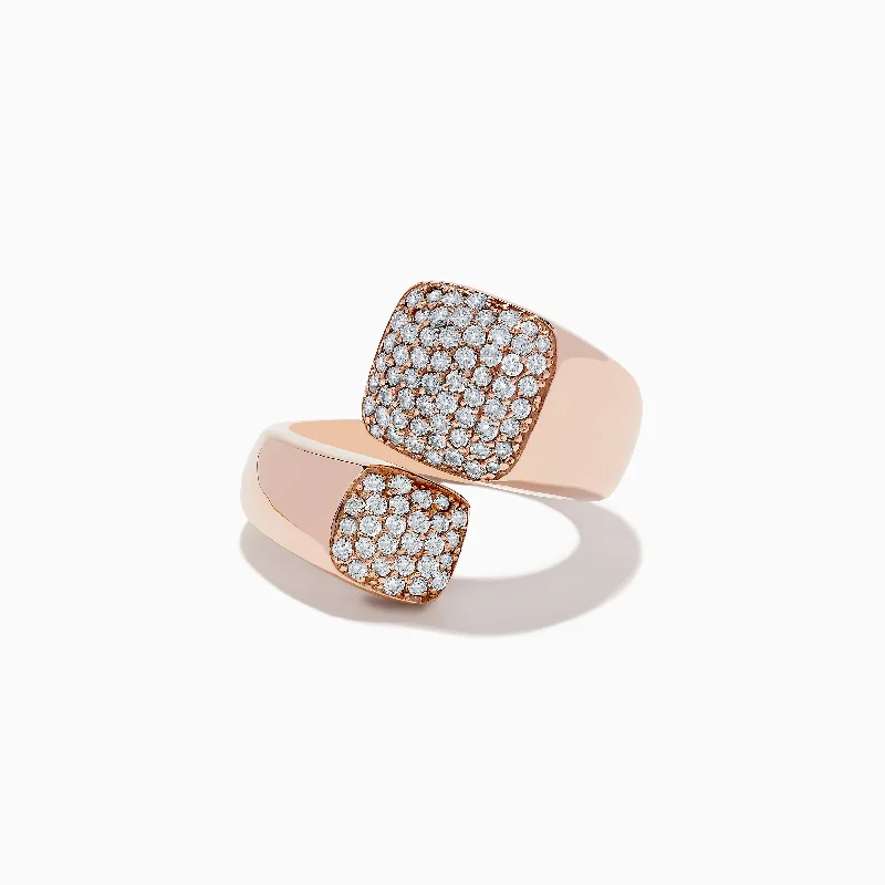 Simple platinum rings-Pave Rose 14K Rose Gold Diamond Bipass Ring