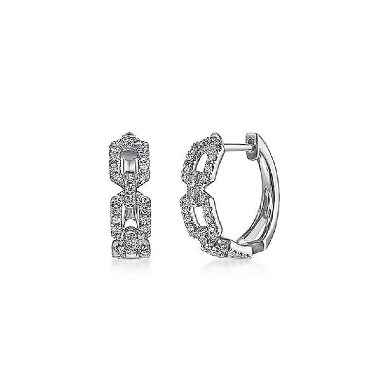 Multi-Colored Drop Earrings-Gabriel & Co. 14K White Gold Layered Diamond Huggie Hoop Earrings