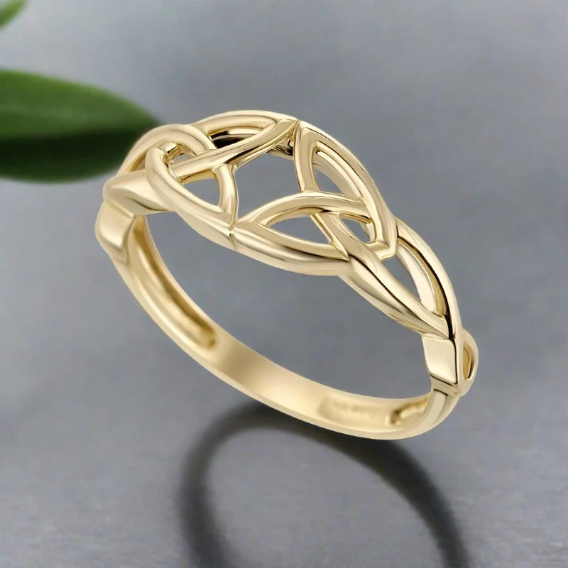 Luxury wedding rings with gemstones-9K Gold Celtic Knot Ring