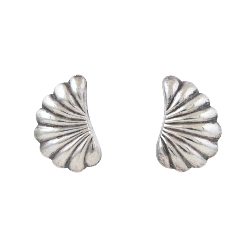 Round Drop Earrings-Modernist Half-Shell Earrings