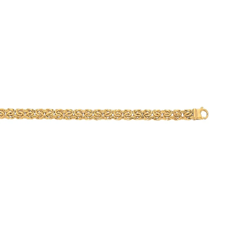 3D Custom Necklaces -14kt 20" Yellow Gold 7.2mm Shiny ByzantineFancy Necklace with Pear Shape Clasp SLB201-20